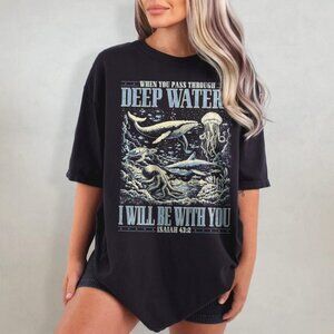 Deep Waters Christian T-Shirt, Retro Faith Ocean Tee